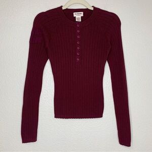 New Direction by One Step Up Vintage Henley Ribbed Pullover Sweater